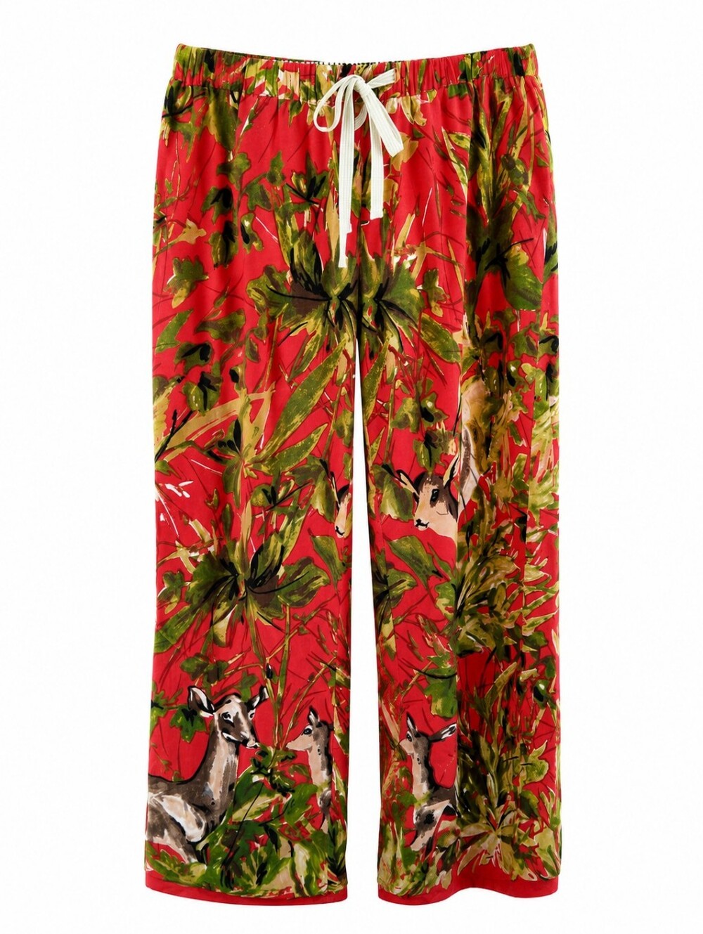 Anthropologie LILKA Doting Deer Flannel Pajama Pants Red Green Holiday Sz S Smal